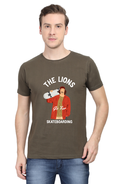 Skateboard Unisex Cotton Round Neck T-shirt - The Lion's