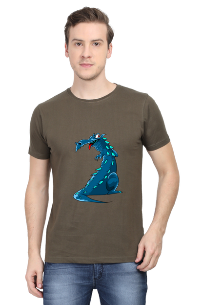Men's Animal's & Monster's Cotton Round Neck T-Shirt - dinosaur