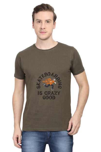 Skateboard Unisex Cotton Round Neck T-shirt - Crazy