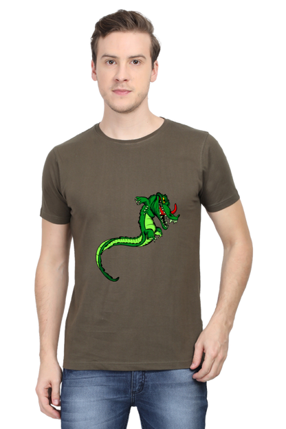 Men's Animal's & Monster's Cotton Round Neck T-Shirt - dragon