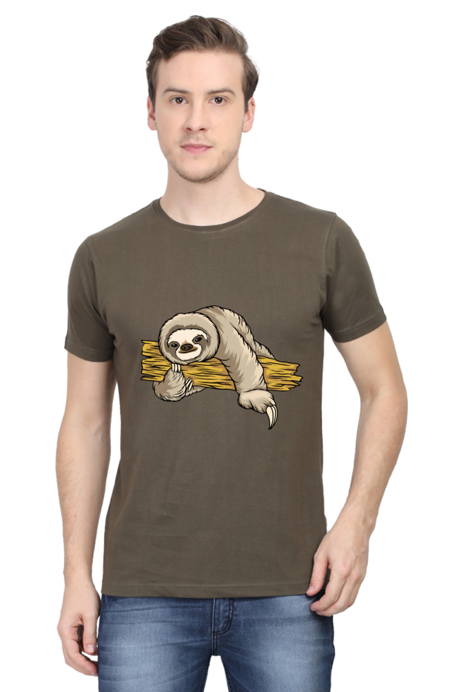 Men's Round Neck Sloth T-Shirt - Cuddle