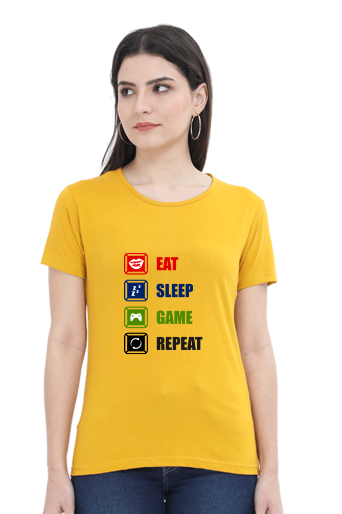 Women’s Round Neck Printed Gamer T-Shirts -  Repeat