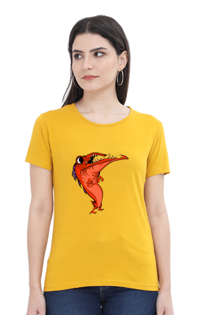 Women’s Round Neck Printed Animal's & Monster's T-Shirts - dancing monster