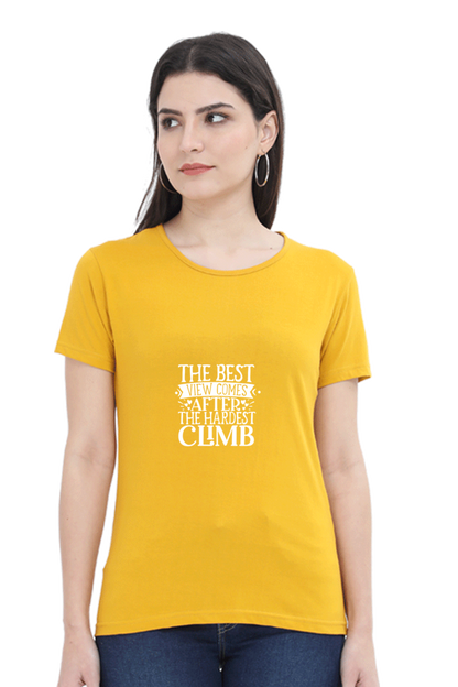Women’s Round Neck Printed Motivational T-Shirts -  Climb