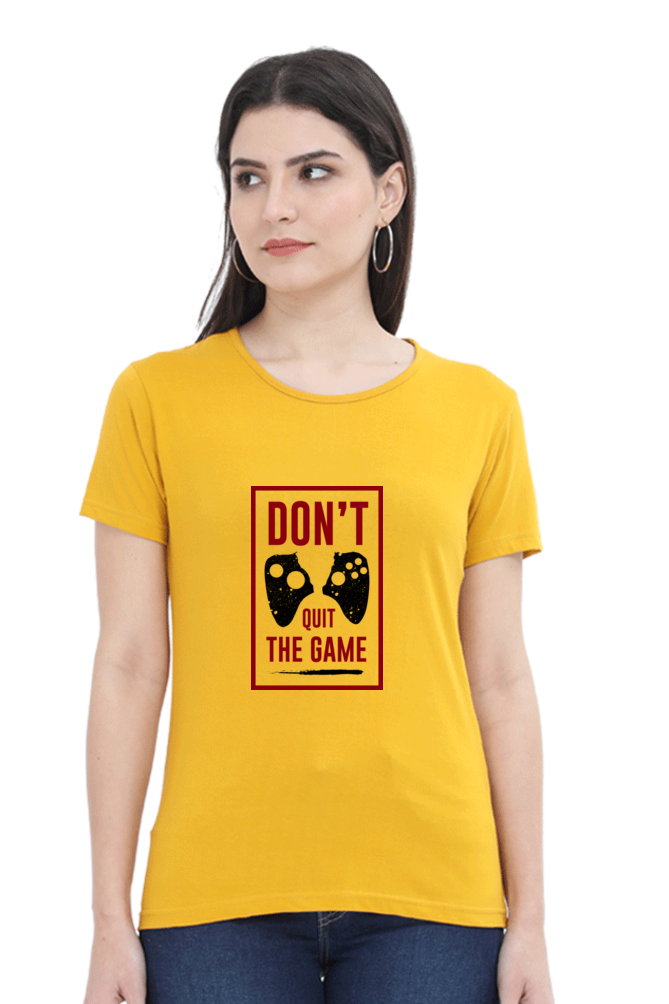 Women’s Round Neck Printed Gamer T-Shirts -  Quit