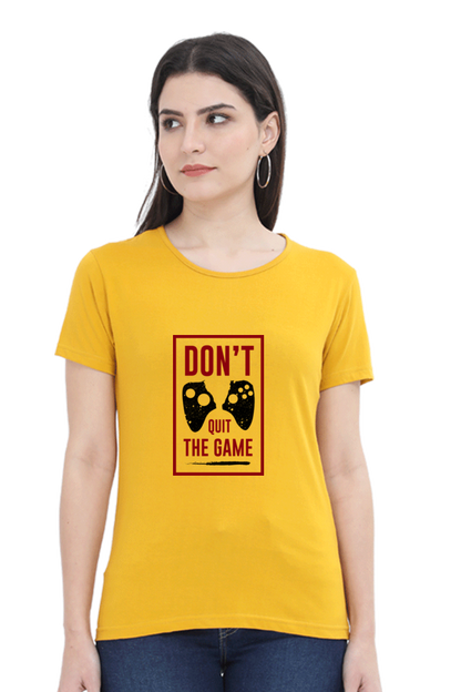 Women’s Round Neck Printed Gamer T-Shirts -  Quit