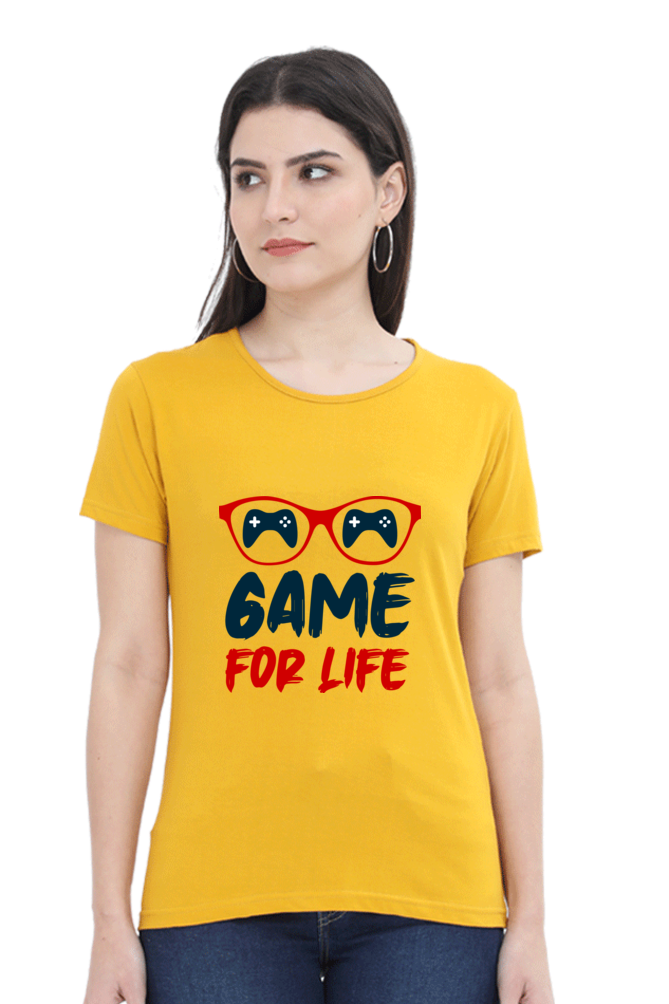 Women’s Round Neck Printed Gamer T-Shirts -  Life