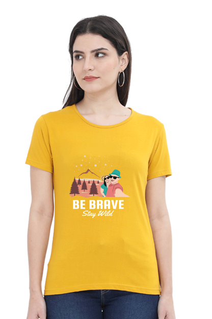 Women’s Round Neck Printed Adventure T-Shirts -  stay wild