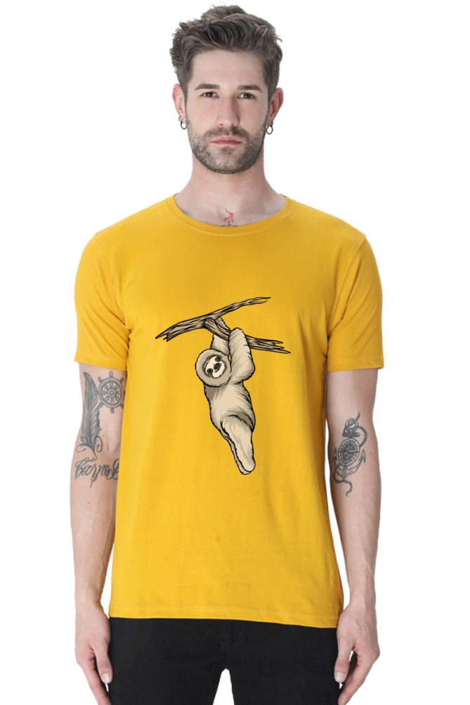 Men's Round Neck Sloth T-Shirt - play baby