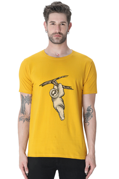 Men's Round Neck Sloth T-Shirt - play baby