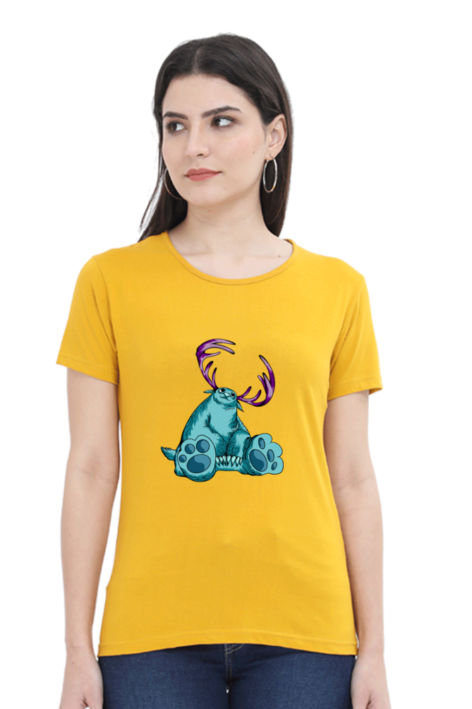 Women’s Round Neck Printed Animal's & Monster's T-Shirts -  huge monster