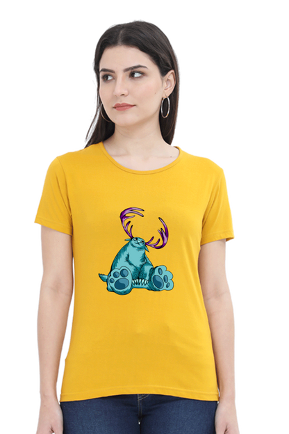 Women’s Round Neck Printed Animal's & Monster's T-Shirts -  huge monster