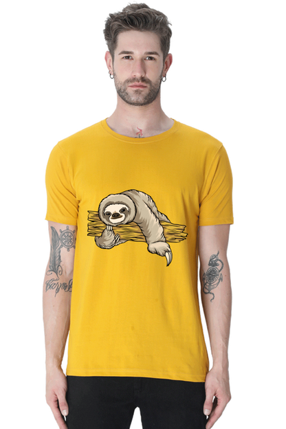 Men's Round Neck Sloth T-Shirt - Cuddle