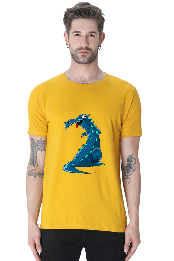 Men's Animal's & Monster's Cotton Round Neck T-Shirt - dinosaur