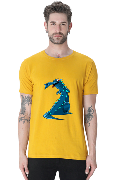 Men's Animal's & Monster's Cotton Round Neck T-Shirt - dinosaur