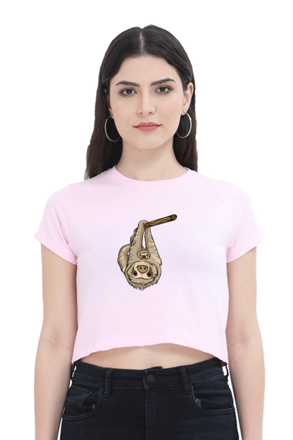 Women Sloth Crop Top - Parent cuddle