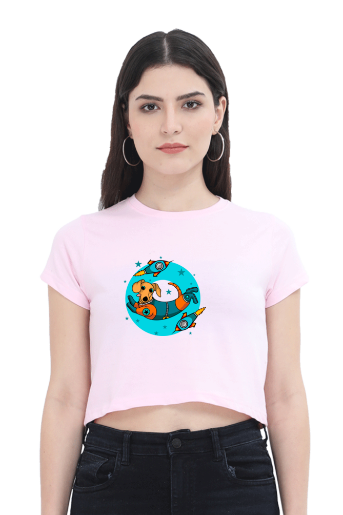 Women Animal's & Monster's  Crop Top -  tweaking dog