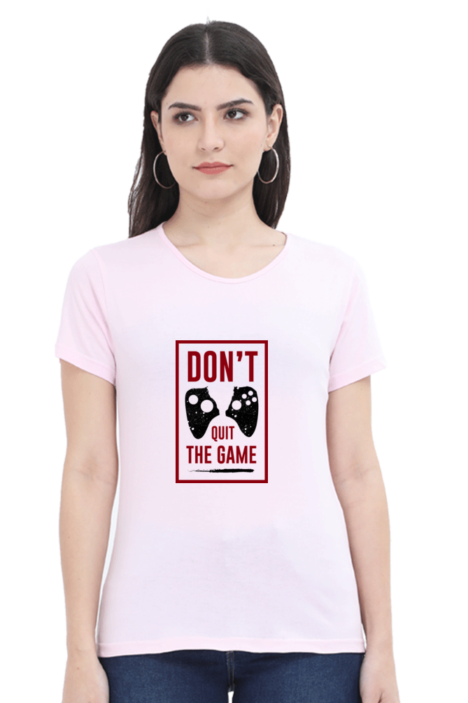 Women’s Round Neck Printed Gamer T-Shirts -  Quit