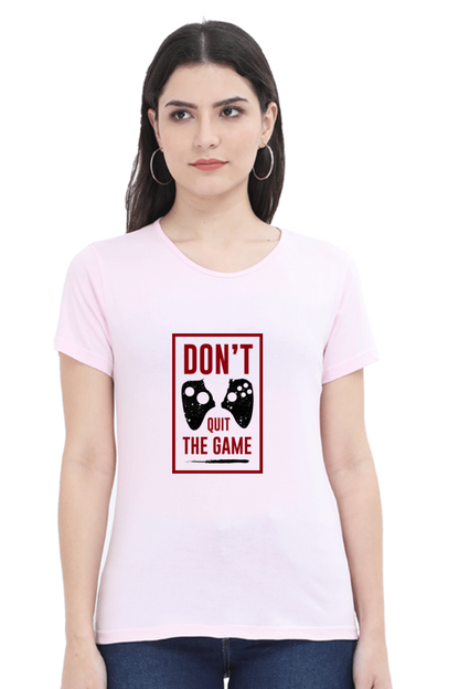 Women’s Round Neck Printed Gamer T-Shirts -  Quit