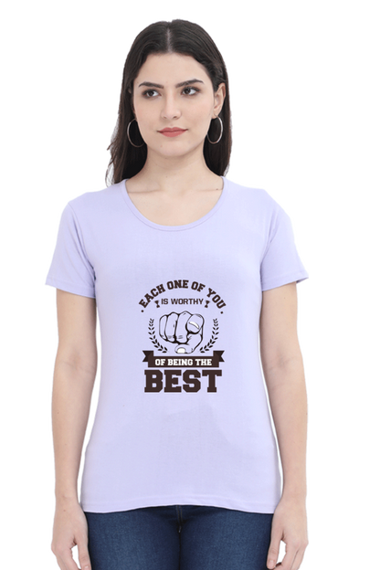 Women’s Round Neck Printed Motivational T-Shirts -  Worthy