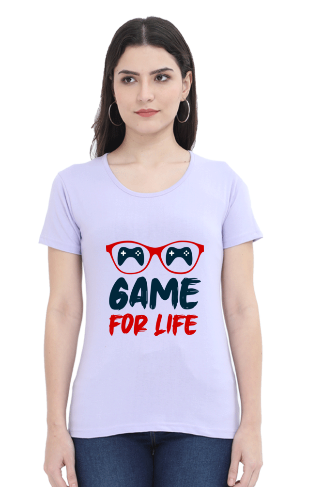 Women’s Round Neck Printed Gamer T-Shirts -  Life