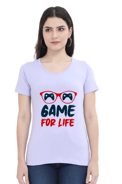 Women’s Round Neck Printed Gamer T-Shirts -  Life
