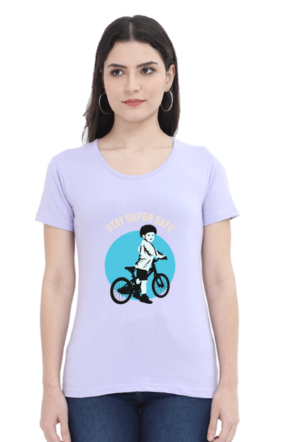 Women’s Round Neck Printed Rider T-Shirts -  super safe