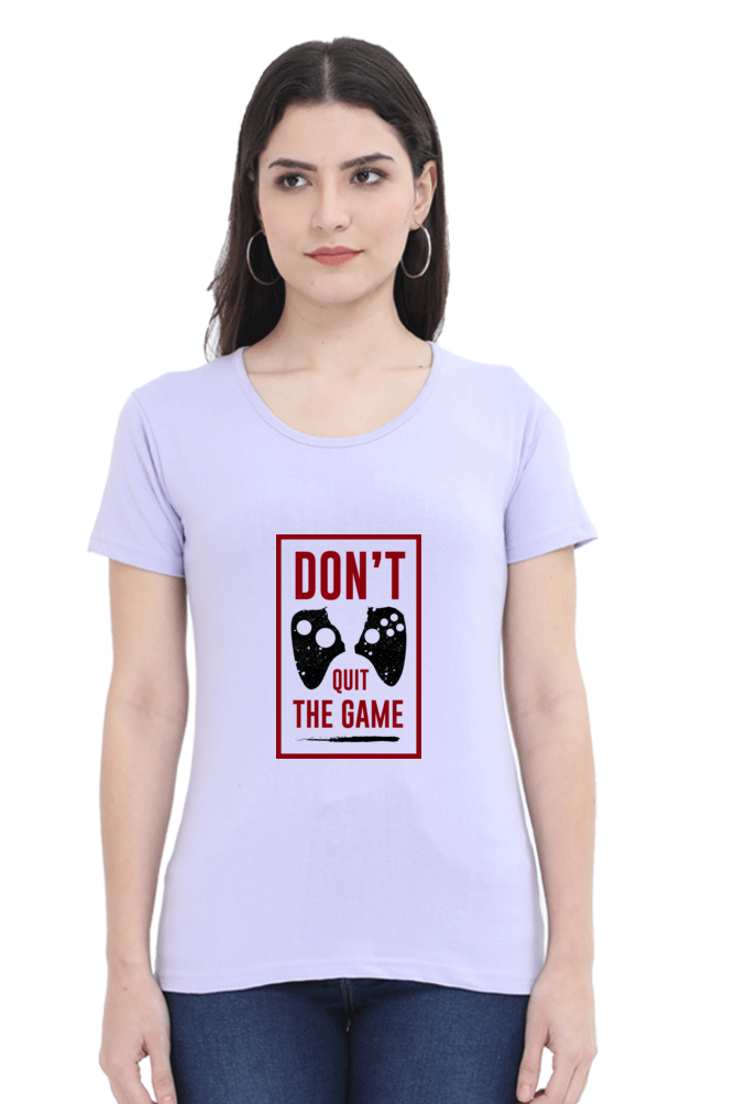 Women’s Round Neck Printed Gamer T-Shirts -  Quit