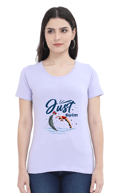 Women  Swimming Half Sleeve T-Shirt - Just Swim