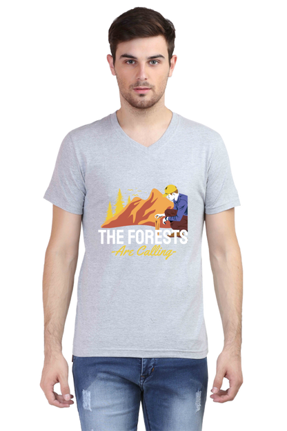 Men's Summer V Neck T-Shirt - Forests Calling