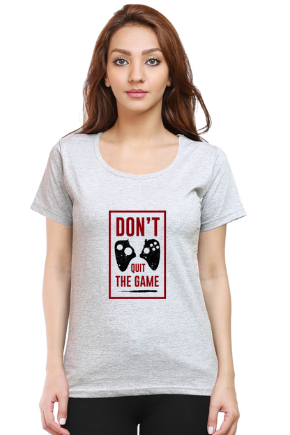 Women’s Round Neck Printed Gamer T-Shirts -  Quit