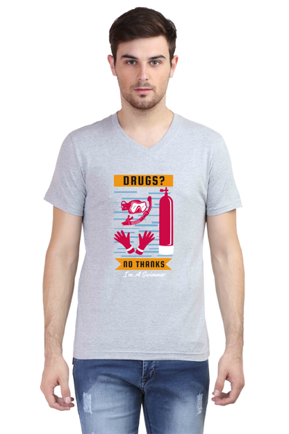 Men's Swimming V Neck T-Shirt - No Thanks