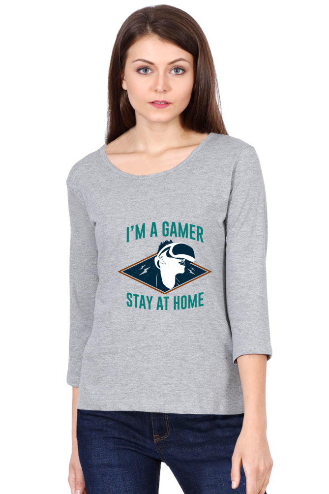 Women’s Full Sleeves Gamer T-Shirts - Stay Home