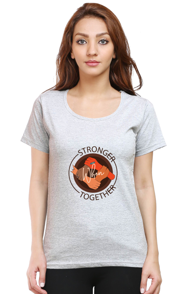 Women’s Round Neck Printed Motivational T-Shirts -  Stronger