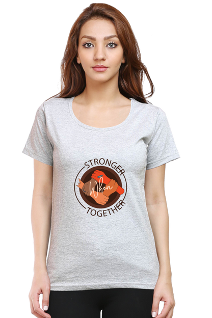 Women’s Round Neck Printed Motivational T-Shirts -  Stronger