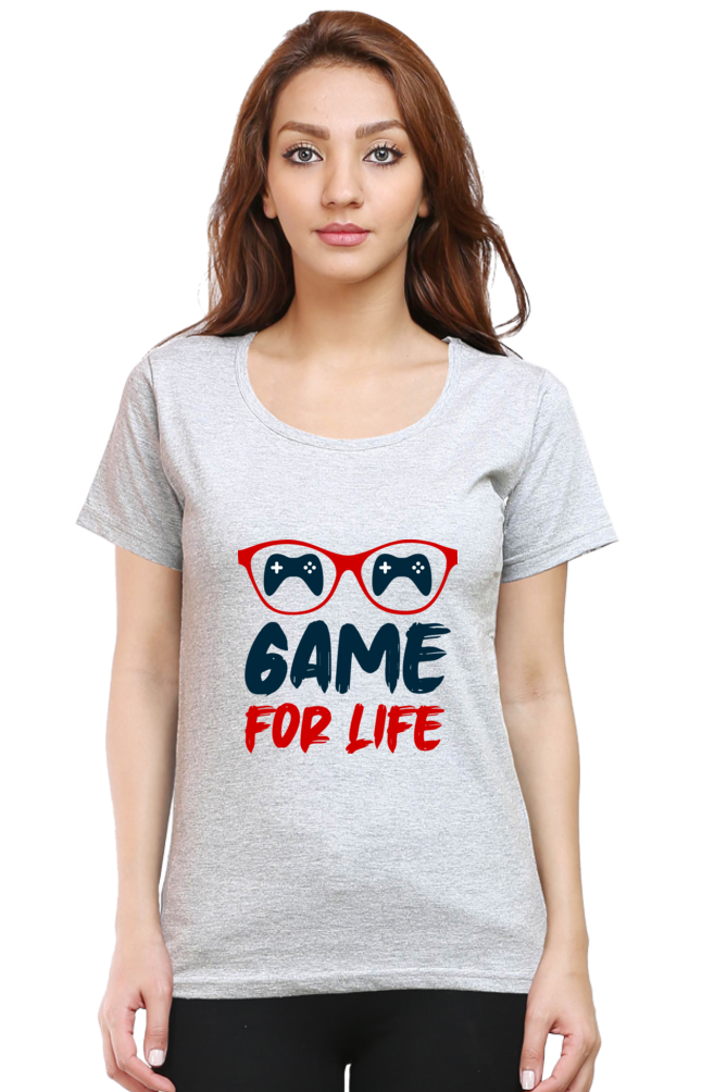 Women’s Round Neck Printed Gamer T-Shirts -  Life