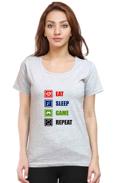 Women’s Round Neck Printed Gamer T-Shirts -  Repeat