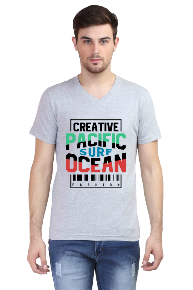 Men's V Neck T-Shirt - Pacific Ocean