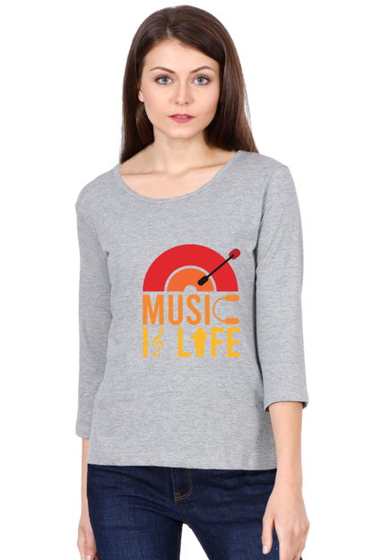 Women  Music Full Sleeve T-Shirt -  Life