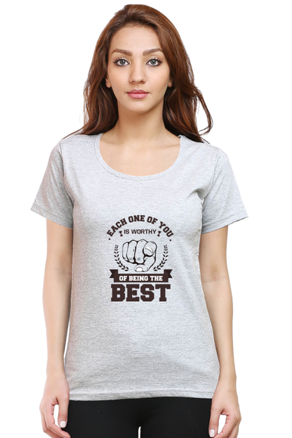 Women’s Round Neck Printed Motivational T-Shirts -  Worthy