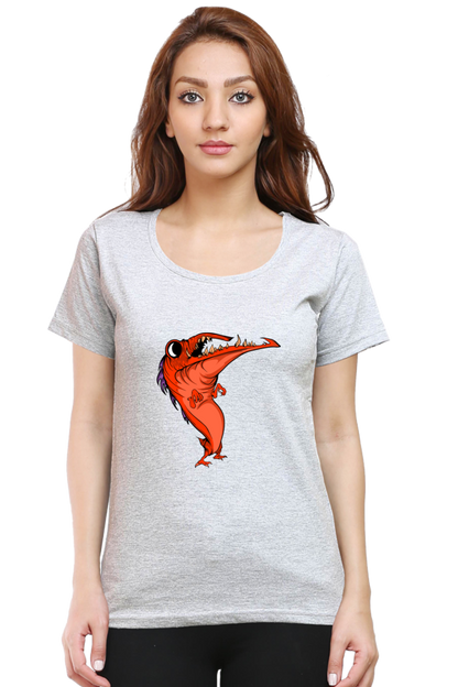 Women’s Round Neck Printed Animal's & Monster's T-Shirts - dancing monster