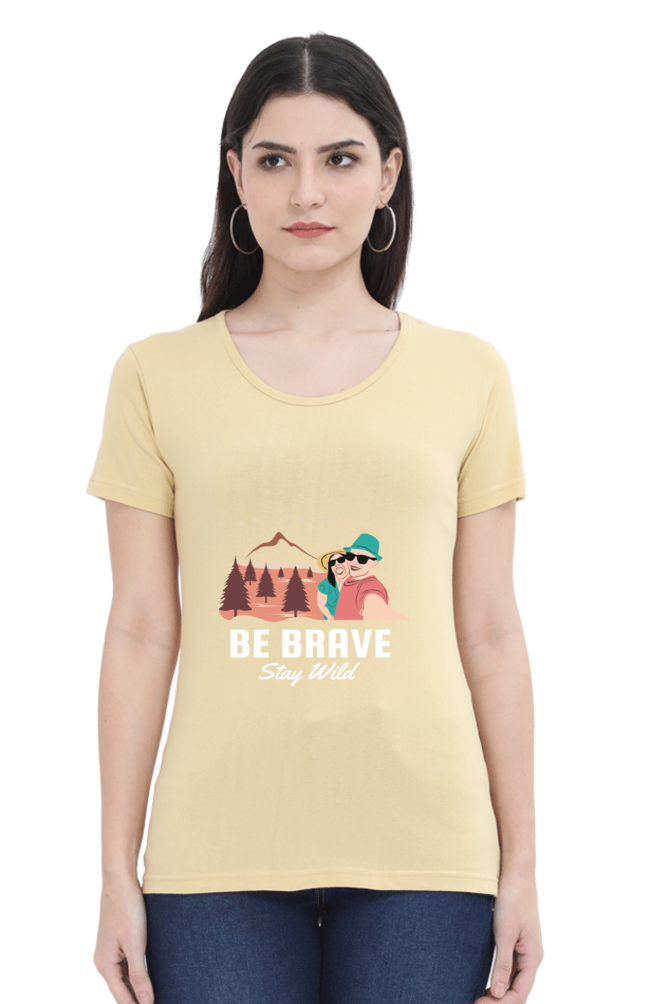 Women’s Round Neck Printed Adventure T-Shirts -  stay wild