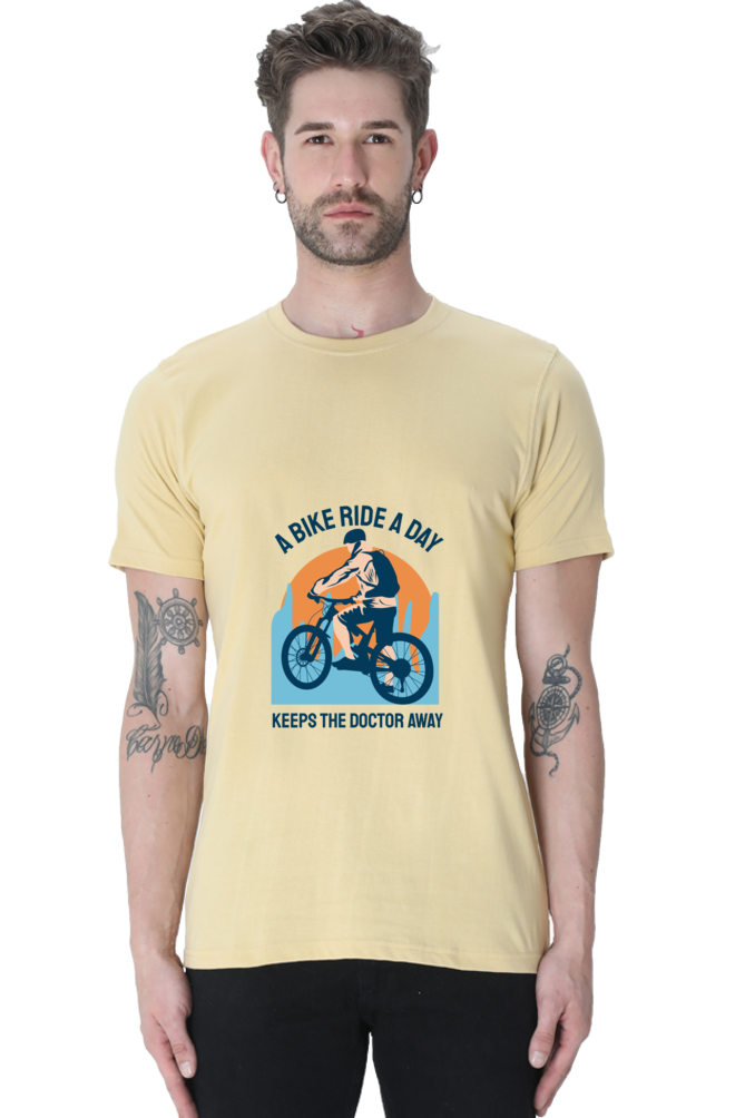 Men's Rider Cotton Round Neck T-Shirt - bike ride