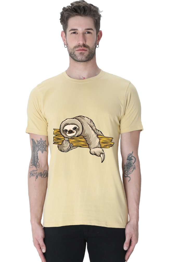 Men's Round Neck Sloth T-Shirt - Cuddle