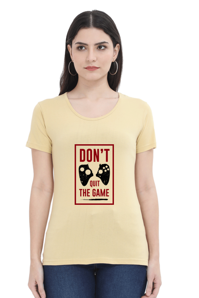 Women’s Round Neck Printed Gamer T-Shirts -  Quit