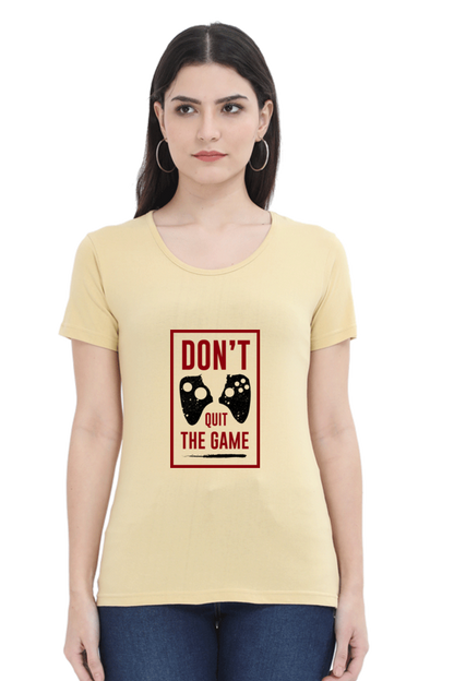 Women’s Round Neck Printed Gamer T-Shirts -  Quit