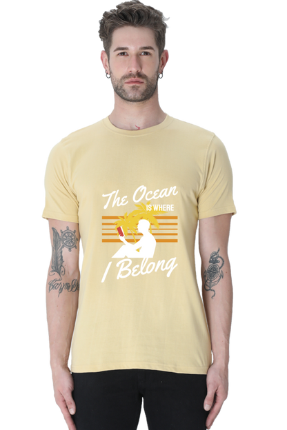 Men's Round Neck Summer T-Shirt - Ocean