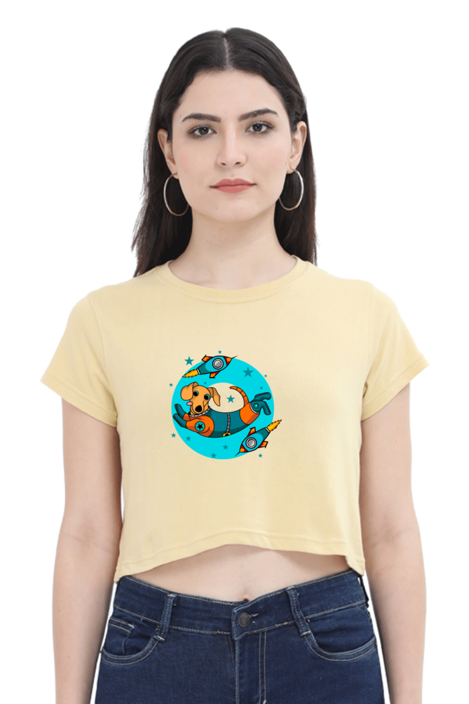 Women Animal's & Monster's  Crop Top -  tweaking dog