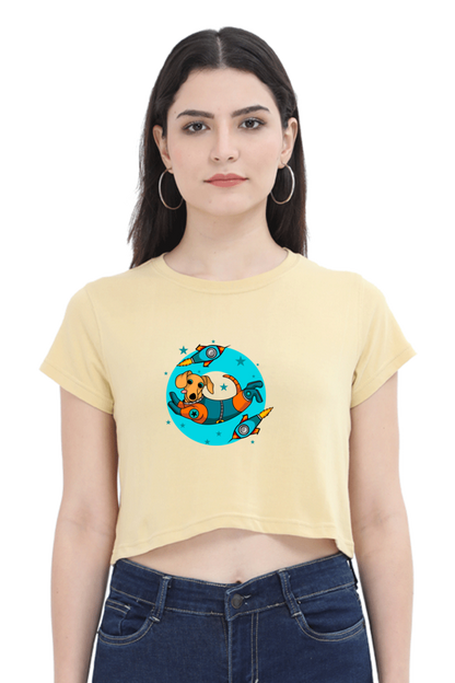 Women Animal's & Monster's  Crop Top -  tweaking dog