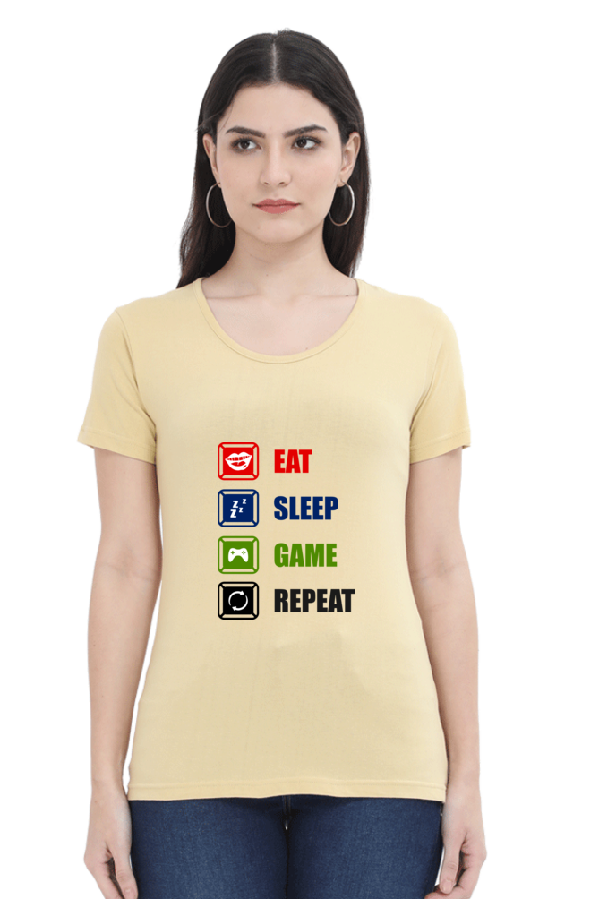 Women’s Round Neck Printed Gamer T-Shirts -  Repeat